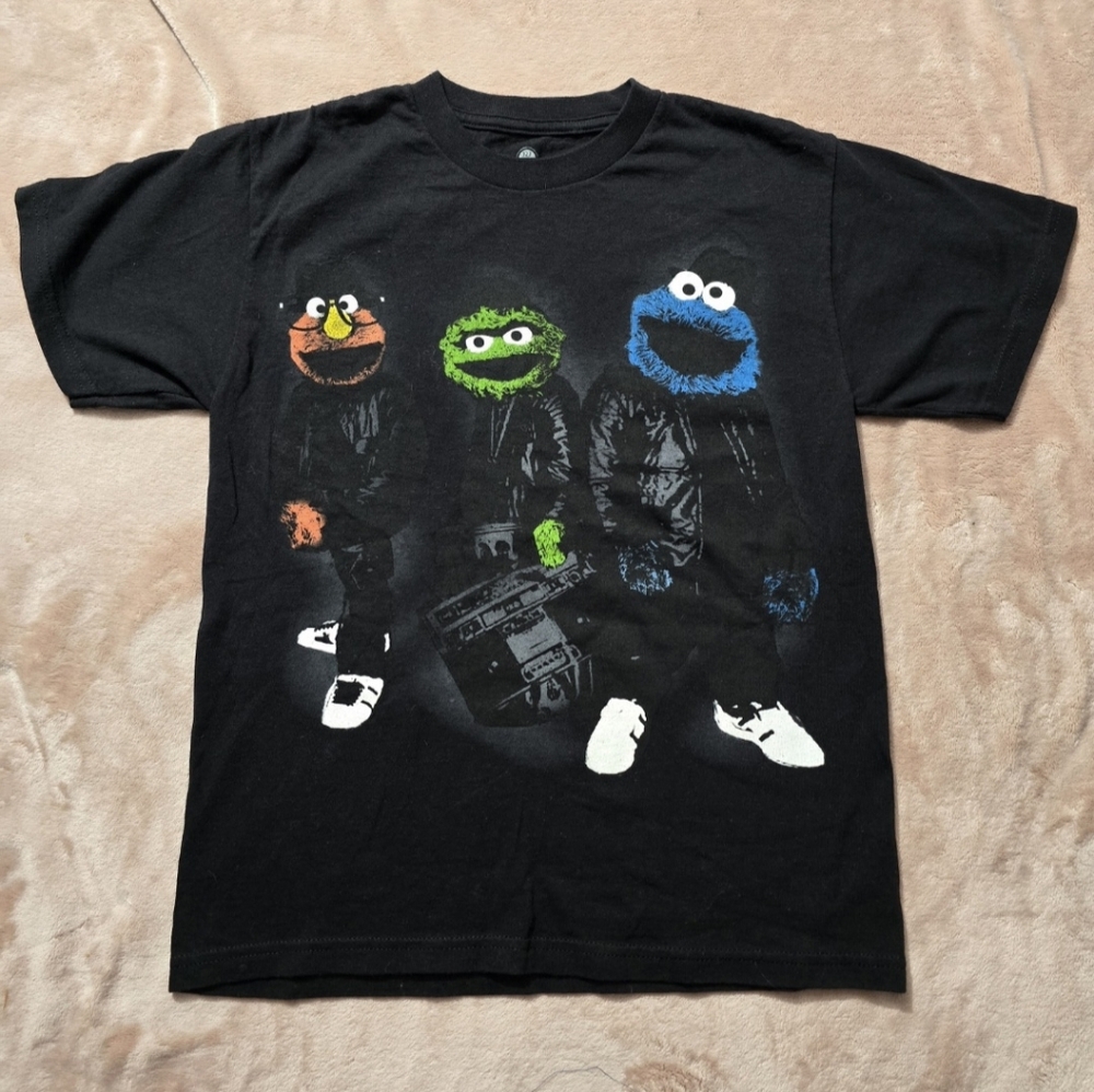Sesame Street RUN DMC Parody Elmo, Oscar the Grouch, and Cookie Monster Black
